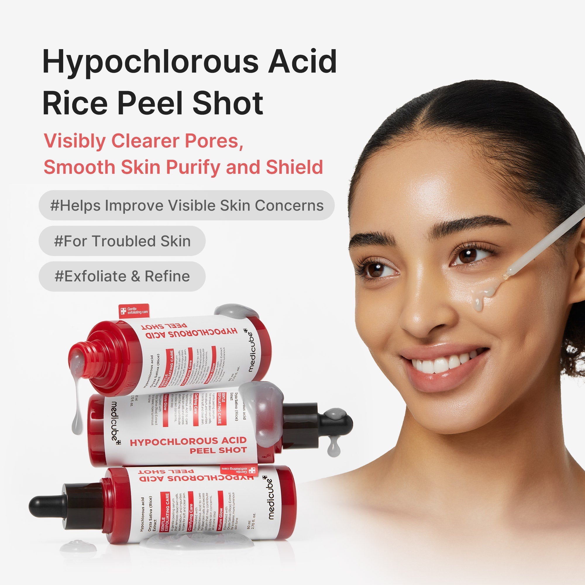 Hypochlorous Acid Rice Peel Shot - Glow Face Routine