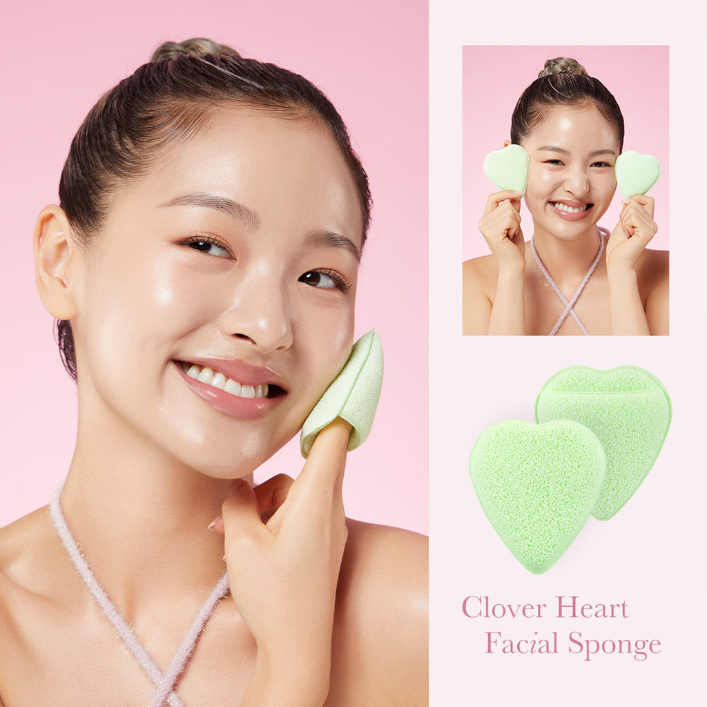 Clover Heart Facial Sponge - Smooth Skin Routine
