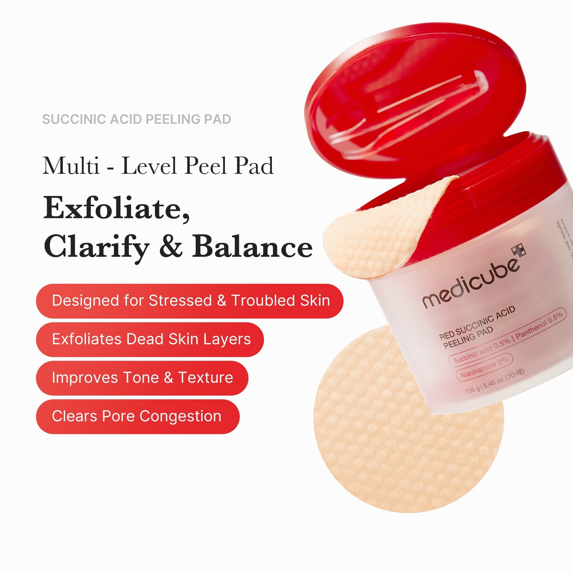 Red Succinic Acid Panthenol Pads - Your K-Beauty Pick