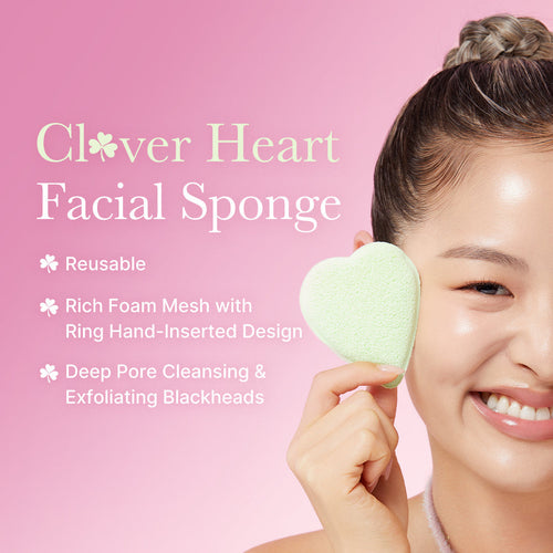 Clover Heart Facial Sponge - Smooth Skin Routine