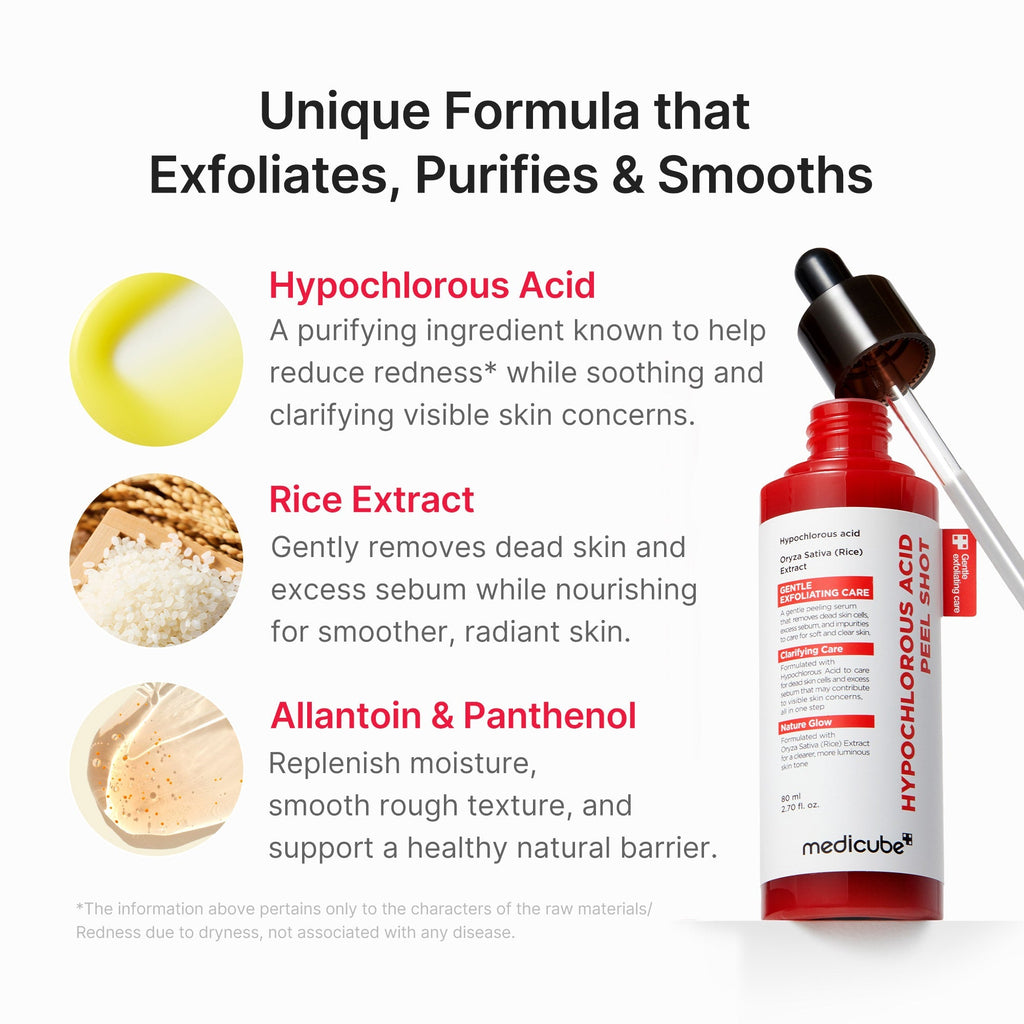 Hypochlorous Acid Rice Peel Shot - Glow Face Routine