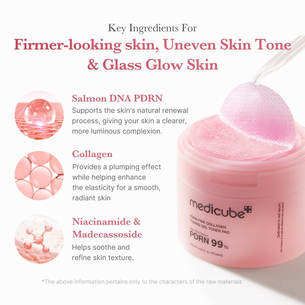 PDRN Pink Collagen Gel Toner Pad - Your Glow Care